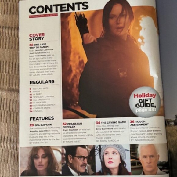 2/$40 CINEPLEX MAGAZINE Nov 2015 VOL 16 No 10 Jennifer Lawrence Angelina Jolie - Picture 2 of 3